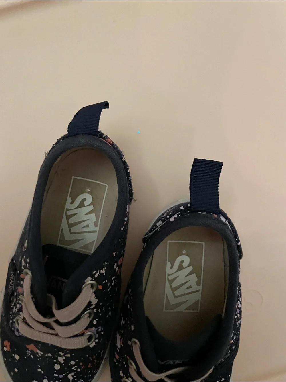 Vans Baby Navy Canvas Sneakers with Pink Splatter
